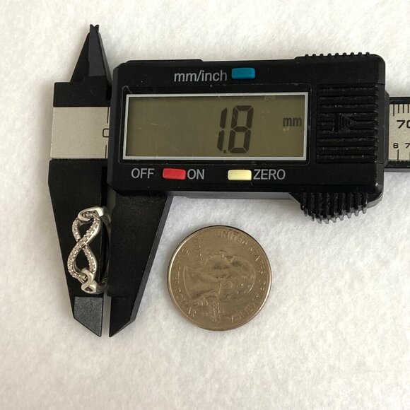 Sterling Silver 925 Dainty Round Diamond Infinity Symbol Band Ring Sz 4.75 - Picture 16 of 16